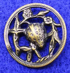 Vintage 1930-1940 Messingknöpfe ausgeschnittener Schaft Erdbeere Blumen 4er Set Größe 1,25" - Bild 1 von 4