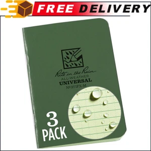 3pk Weatherproof Mini-Stapled Notebook, 3 1/4" x 4 5/8", Green Cover - Picture 1 of 12
