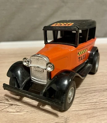 Vintage Tiny Tonka Taxi Model T Pressed Steel 1970's Orange Black - Image 1 of 4
