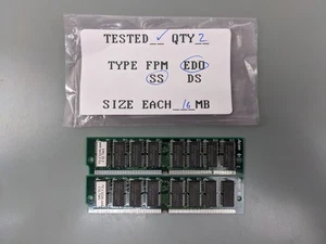 (2) ACER 16MB EDO SIMMs, 72-pin RAM Memory Sticks (32MB Total) 7T.C2230.A64 - Picture 1 of 3