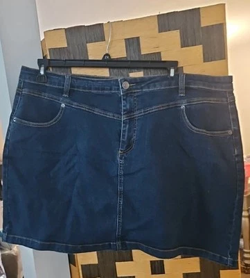 MOD CLOTH~   Blue Denim Mini Skirt Size 20  ~ 4 Pockets Streach  - Image 1 of 4
