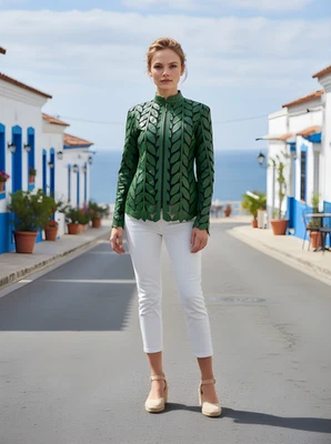 Chaqueta de cuero para mujer Chaqueta de cuero para mujer Cuero para mujer Todos los colores Foto 1 de 4