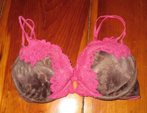 Victoria's Secret Bra 34C pink brown Push Up Padded lace - Picture 1 of 2