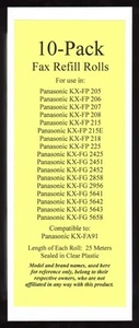 10-pack of New KX-FA91 Fax Film Refill Rolls for Panasonic KX-FG2858 & KX-FG2956 - Picture 1 of 1