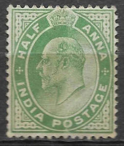 India: KEVII 1909 - SGC21 - 1 Half Anna - Green - MINT - Picture 1 of 1