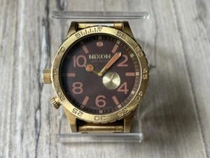 Nixon 51-30 TIDE ALL GOLD / BROWN A057-715 Men Wristwatch Used Japan New Battery - Picture 1 of 4
