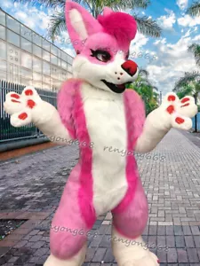Long Fur Husky Dog Fox Mascot Costume Fursuit Halloween Suit Cosplay #478 - Picture 1 of 3