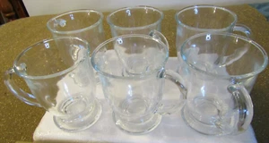 Set of 6 Clear Glass Café Mug Set 16 oz Coffee Cups with Handle Latte Cappuccino - Picture 1 of 7