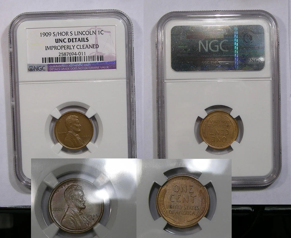 1909-S/HORIZONTAL S LINCOLN NGC UNC. DETAILS INV#333-B11 - Image 1 of 1