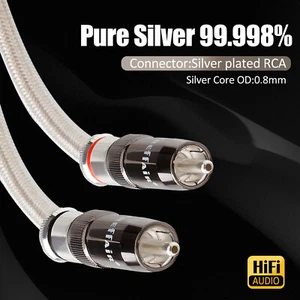 Sterling Silver RCA Cable Pair Audio Cable W/ RCA Connectors for Superior Audio - Afbeelding 1 van 15