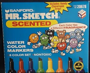 VTG 1995 Sanford MR SKETCH Scented Water Color Markers Set  of 8 Nontoxic Tested