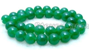 12mm Round Natural Green Jade Loose Beads for Jewelry Making DIY Strands 15" - Picture 1 of 3