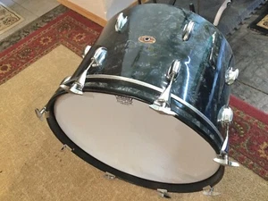 Slingerland 1966 Bass Drum 20 Inch Black Diamond Pearl Shelbeyville Red Badge - Picture 1 of 8