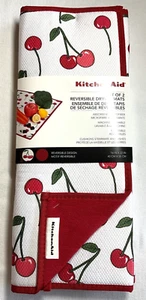KITCHENAID REVERSIBLE DRYING MATS (2) CHERRIES RED GREEN 16 X 22 NIP - Picture 1 of 2