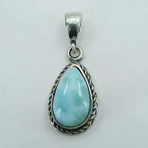 Genuine, Caribbean, Blue LARIMAR Pendant in solid 925 STERLING SILVER #0372 - Picture 1 of 3