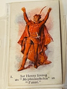 John Player Son Tobacco Card 1916 Past Present actor Sir Henry Irving Faust vtg 