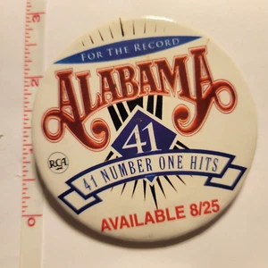 For the Record ALABAMA 41 Number One Hits Pin Promo Music Release button Pinback - Picture 1 of 2