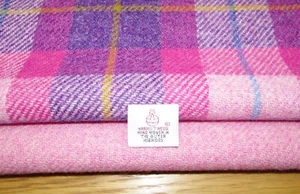 2 Piece Harris Tweed Craft Bundle with Label - Pink Tartan - Picture 1 of 6