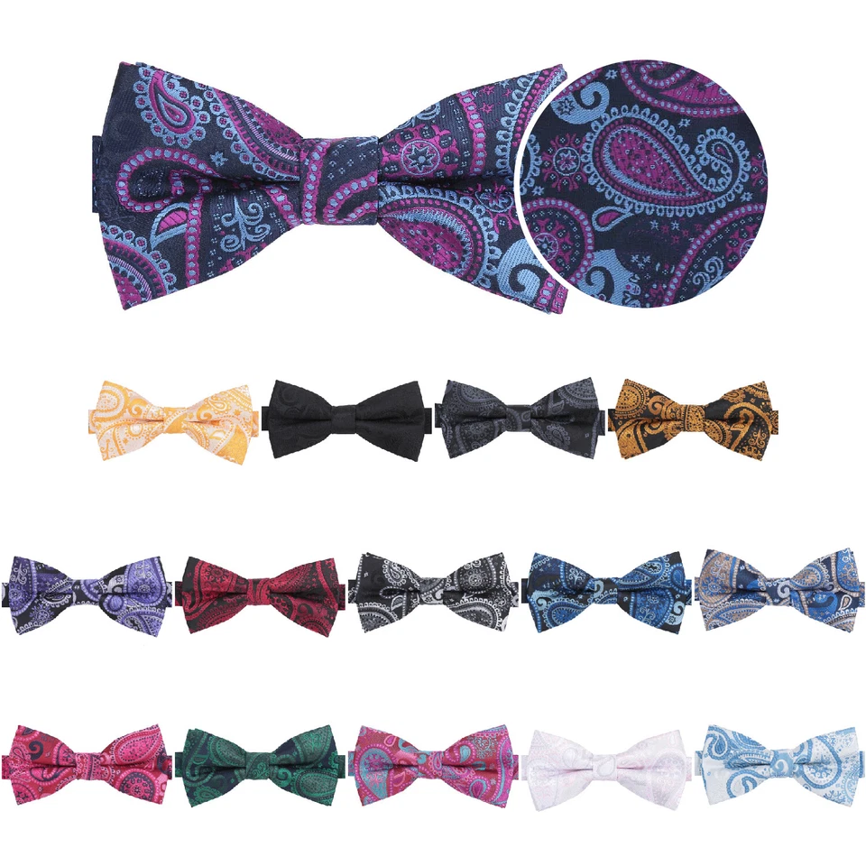 Mens Woven Paisley Bohemian Adjustable Pre-Tied Bow Tie Pocket Square by DQT - Image 1 of 1