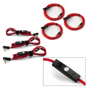 3PCS 4FT 3.5MM AUX EXTENSION STEREO CABLE W/MIC CONTROL RED IPHONE 5 4S 4 IPOD - Picture 1 of 1