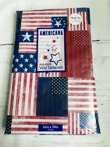 Mantel de franela de vinilo PATRIÓTICO 52 x 70 banderas americanas oblongas - Imagen 1 de 2