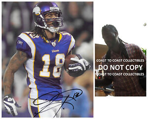 Sidney Rice signed Minnesota Vikings football 8x10 photo COA proof autographed