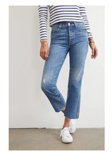 AMO Denim Loverboy High Rise Retro Stargaze Wash Straight Leg Raw Hem Jeans 29