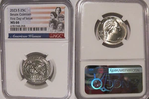 2023 S Bessie Coleman 25c NGC MS66 American Women Quarter FIRST DAY of ISSUE - Picture 1 of 2