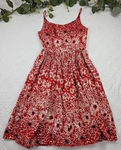 VTG Kamehameha Floral Red Sun Dress Size L Strappy Hawaiian - Picture 1 of 11