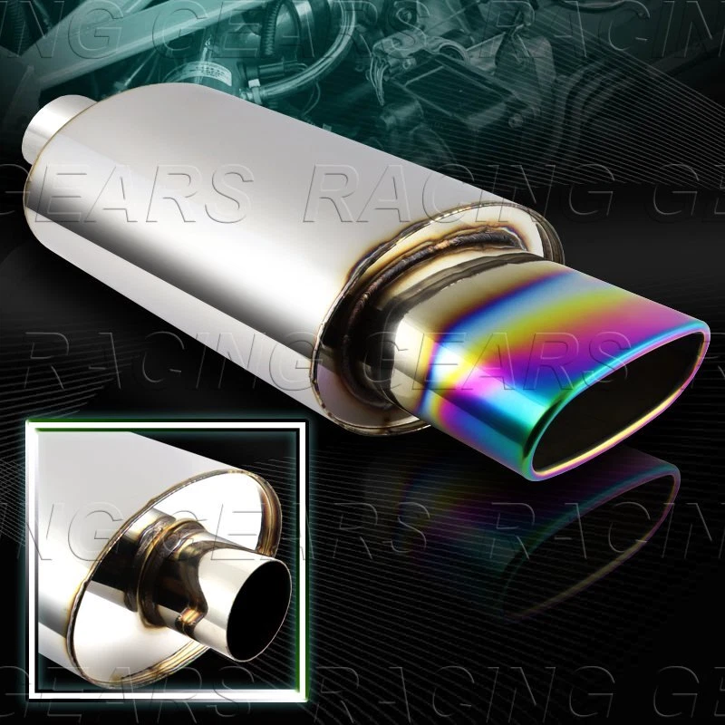 SILENCIADOR DE ESCAPE SOLDADO ACERO INOXIDABLE 5.5" ARCO IRIS PUNTA QUEMADA 2.5" ENTRADA T-304 Foto 1 de 4