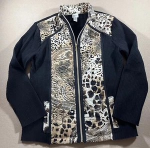 Chico’s Zenergy Animal Print Jacket Full Zip Large Size 2 Mob Wife - Bild 1 von 10