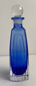Unique Vintage Art Deco Style Lidded Colbalt Blue Ombre Crystal Glass Decanter - Picture 1 of 11