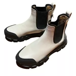 Aquatalia Size 8 Elisa Water Resistant Chelsea Boot Ivory Leather Chunky $495 - Picture 1 of 6