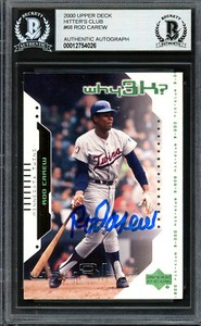 Rod Carew Autographed 2000 Upper Deck Hitters Club Card #68 Beckett 12754026