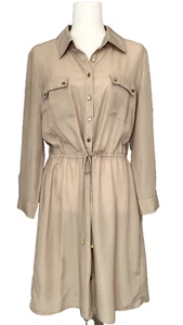 SPENSE Hemdblusenkleid transparent hellbraun Rollriegelärmel leicht Knopfleiste Gr. 14 klassisch - Bild 1 von 12