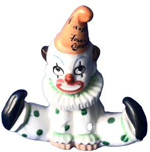 Vintage Ceramic Salt Shaker Clown Figurine Green Dotted Outfit Orange Hat - Picture 1 of 8