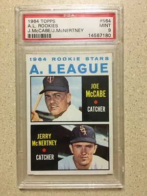 1964 Topps #564 AL Rookies PSA 9 MINT JOE McCABE JERRY McNERTNEY - Image 1 of 2
