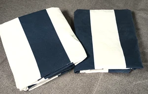 Pottery Barn 2 Standard Pillowcases Navy Wide Stripe 30x20 in Nautical Coastal - Picture 1 of 5
