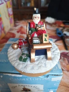 Vintage 2000 Christmas Sleigh Candle Topper Our America Gift - Picture 1 of 3