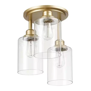 Annecy 13 in. 3-Light Matte Gold Semi-Flush Mount Ceiling Light with Clear Glass - Picture 1 of 5