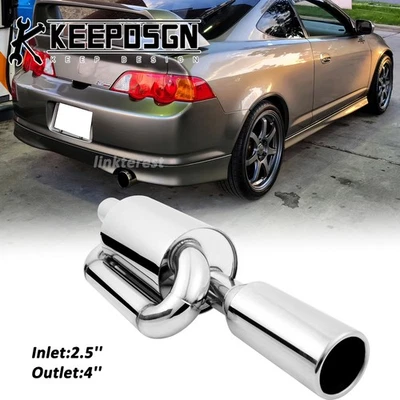 Para Honda Acura RSX JDM 2,5"" entrada loop duplo silenciador de escape ponta de tubo ressonador - Imagem 1 de 4