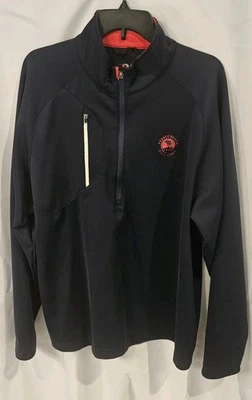 Chaqueta de poliéster Pebble Beach Golf Links cero restricciones azul con logotipo rojo... Foto 1 de 4