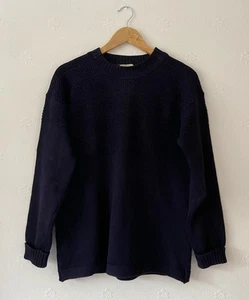 Vintage 70s Navy Blue Clothkits 100% Wool Fisherman’s Jumper Sz Small/Medium - Bild 1 von 7