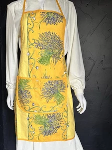 NUEVO Delantal amarillo francés con estampado de lavanda hecho en Francia por Poupees Yolande - Imagen 1 de 6