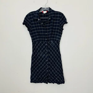 Esprit abito donna blu e verde a quadri manica corta con bottoni taglia 6 - Foto 1 di 9