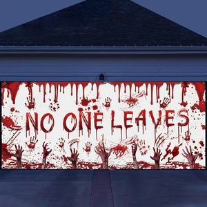Halloween Garagentor Dekorationen, 16X7ft Halloween Rot Gruselig Niemand verlässt G... - Bild 1 von 9