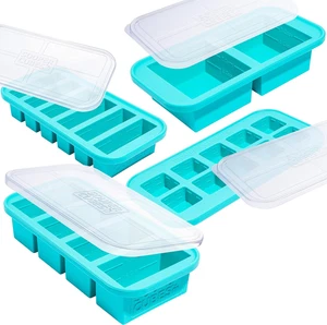 Silicone Freezer Molds Gift Set  Silicone Freezer Trays with Lids Meal Prep   - Picture 1 of 12