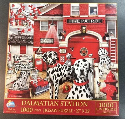Suns Out 1000 Oversize Pieces Jigsaw Puzzle/"Dalmatian Station" Complete - Image 1 of 4