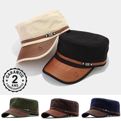 Casquette Homme Militaire Dessus Plat Armée Automne Printemps Vintage Etoile - Photo 1/4
