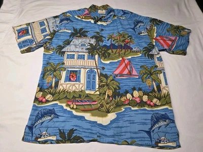 Рубашка на пуговицах мужская ручной работы Kahala Hawaiian Islands размер Large - Изображение 1 из 4